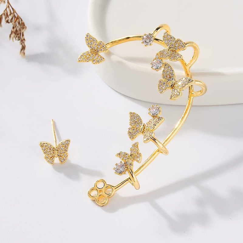Vercret Gold Cuff Earrings for Women Cartilage Ear Cuff CZ Adjustable Ear Clip Wrap Around Earring No Piercing - Image 5